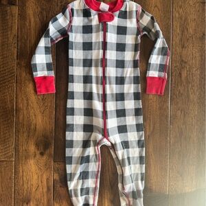 Hanna Andersson Red and Black Plaid Baby Onesie
